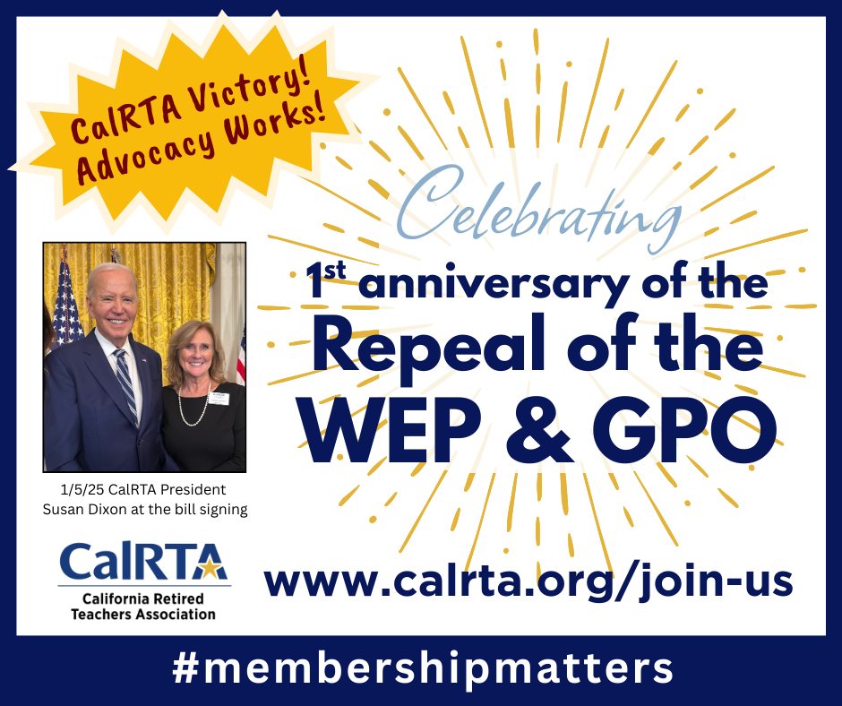 🎉 One Year Since... - California Retired Teachers Association | Facebook