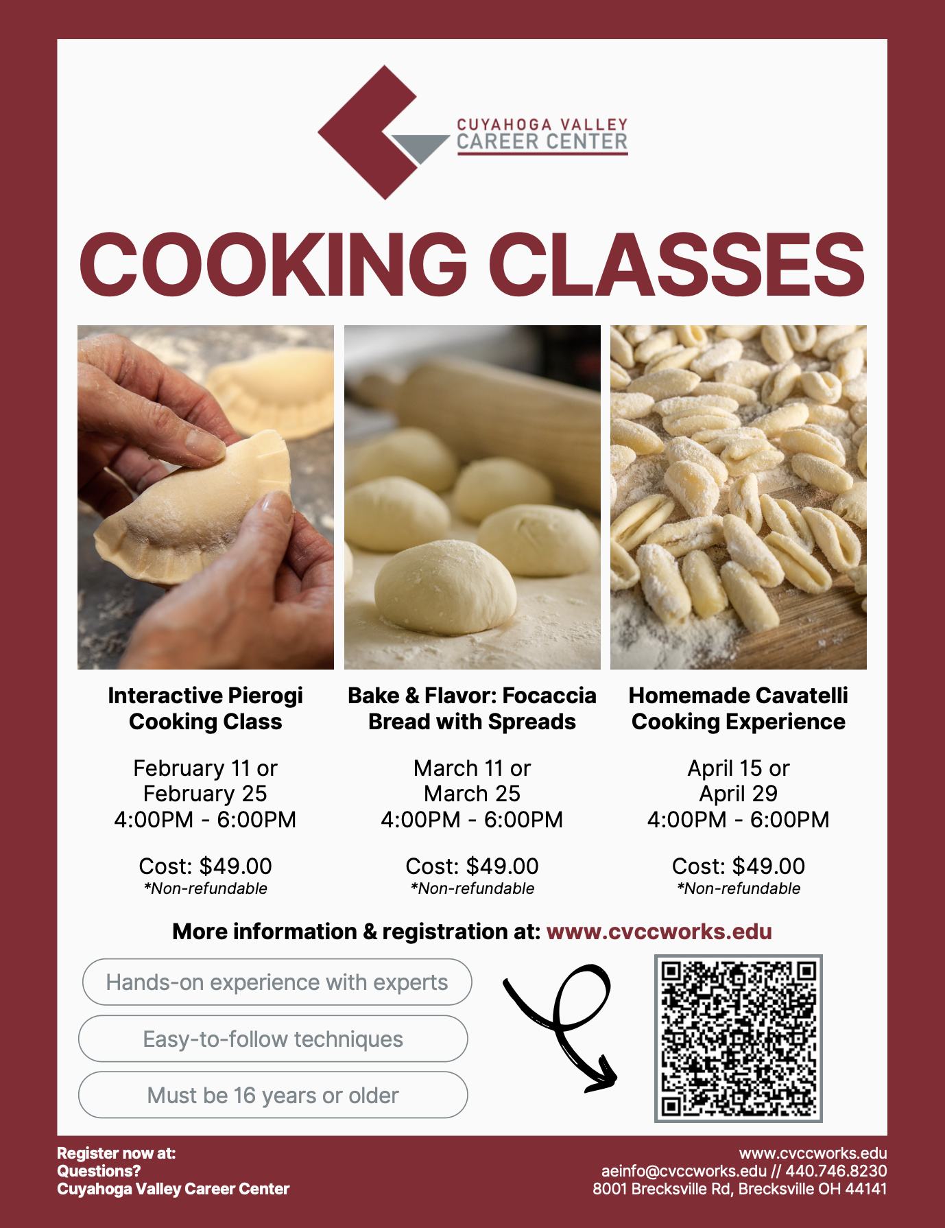 Cuyahoga - CVCC is excited to offer several cooking classes in the new ...