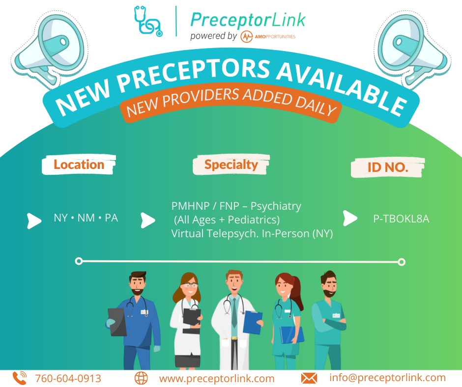PreceptorLink - New Preceptor Available! 👩‍⚕️ 📍 NY • NM •... | Facebook