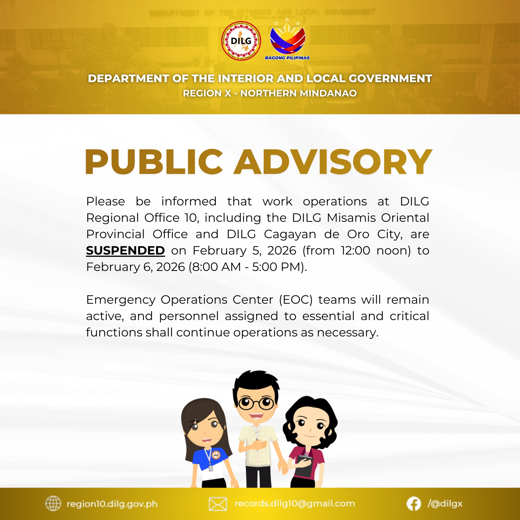 DILG Region X - 𝗪𝗢𝗥𝗞 𝗦𝗨𝗦𝗣𝗘𝗡𝗦𝗜𝗢𝗡 𝗔𝗗𝗩𝗜𝗦𝗢𝗥𝗬 Pursuant to City... | Facebook