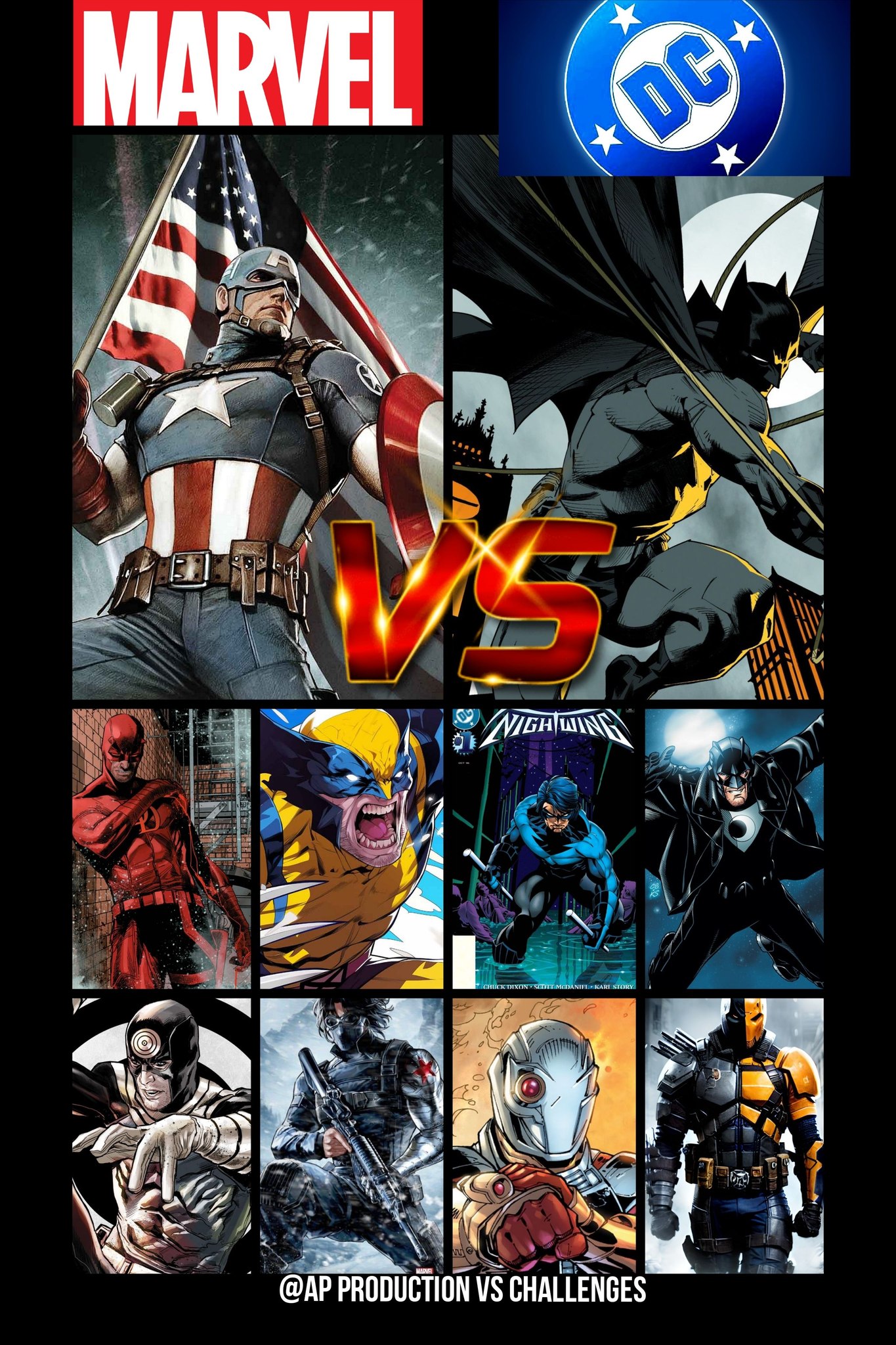 Marvel vs DC superheroes