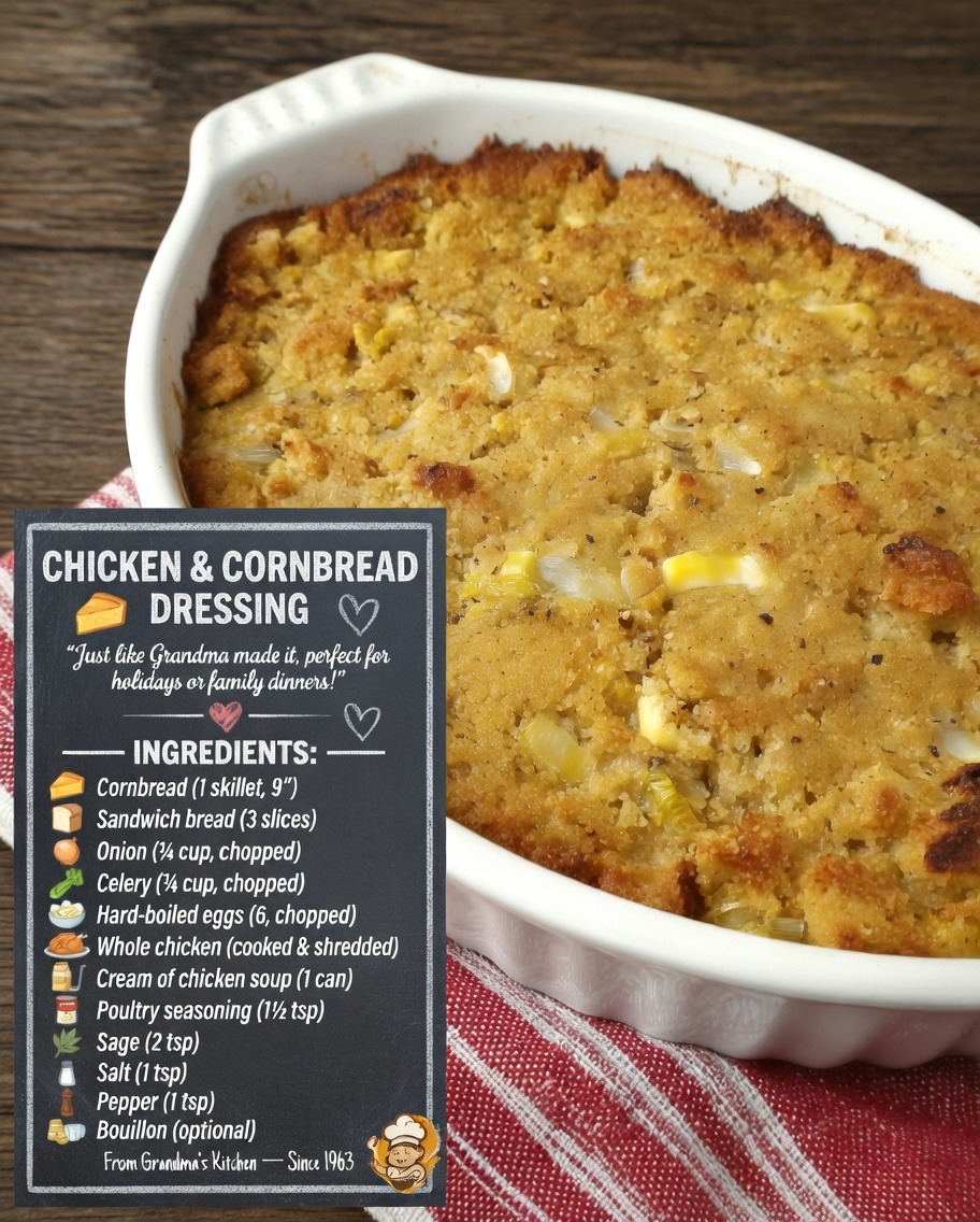 Grandma's chicken and cornbread dressing recipe
