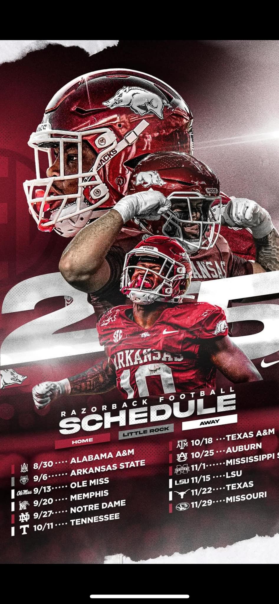 Deltaplex News - The Razorback football schedule for 2025... | Facebook