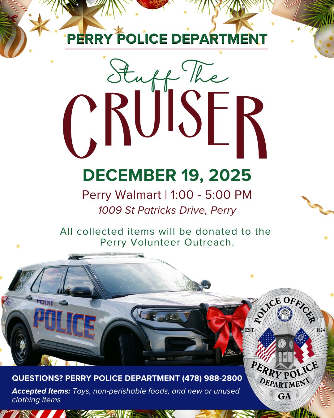 Perry - Help us Stuff the Cruiser on December 19! 📣 Drop by the Perry ...