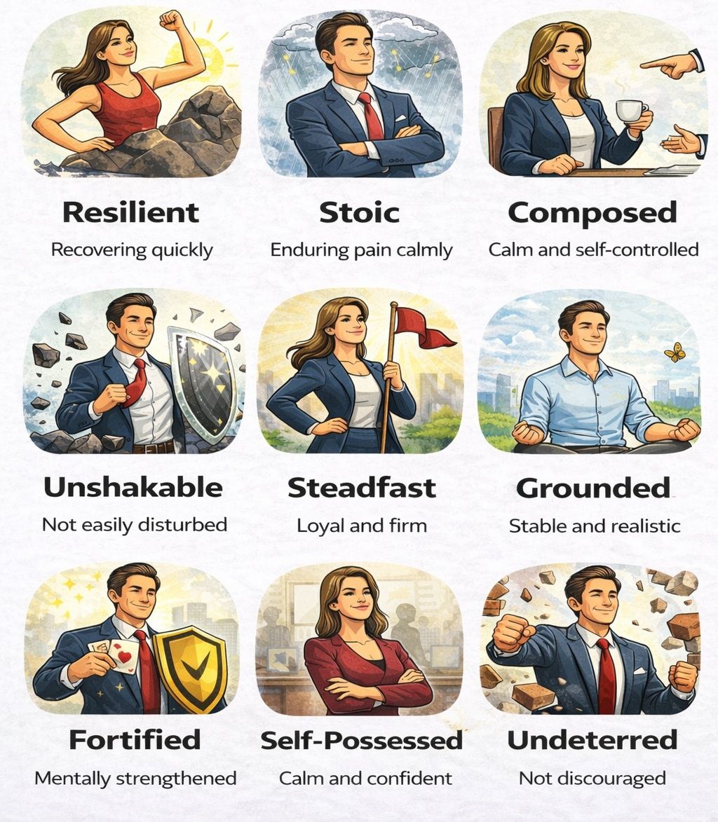 Learning - Words for Emotional Strength 💪 1️⃣ Resilient Meaning: Able ...