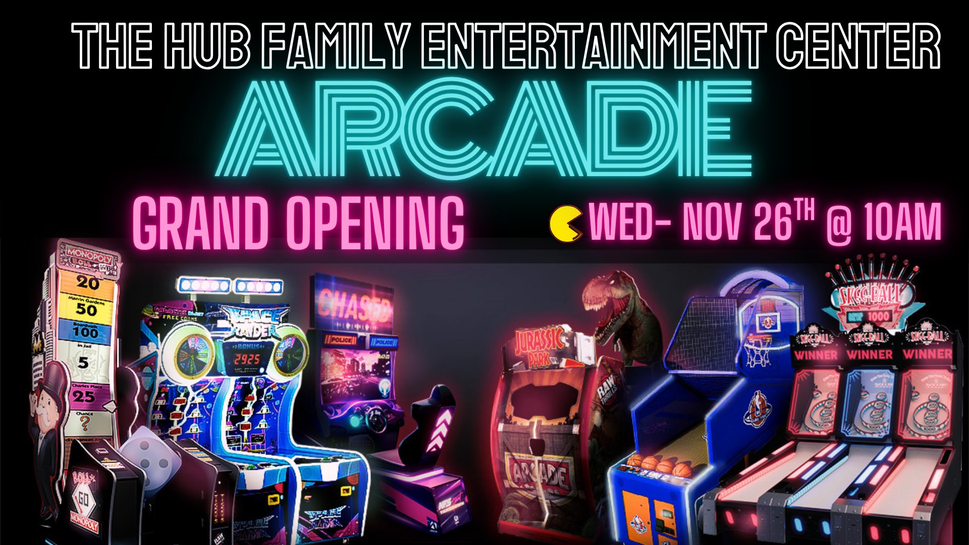 Hub Arcade- Grand Opening giving away FREE Game Play Cards 🕹