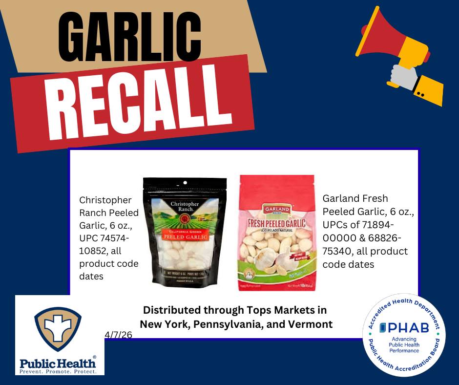 🚨 FOOD RECALL ALERT: PEELED GARLIC 🚨 Tops Friendly Markets has
