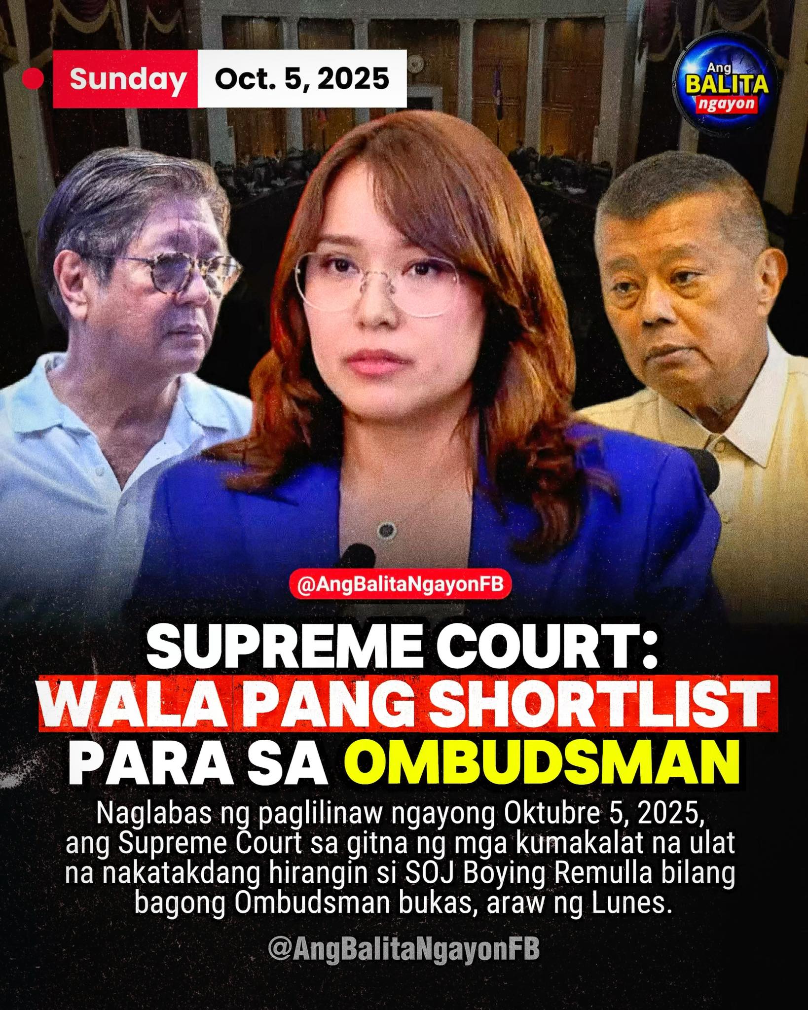 Ang - PEYK NEWS?! - SUPREME COURT NILINAW: WALA PANG SHORTLIST PARA SA