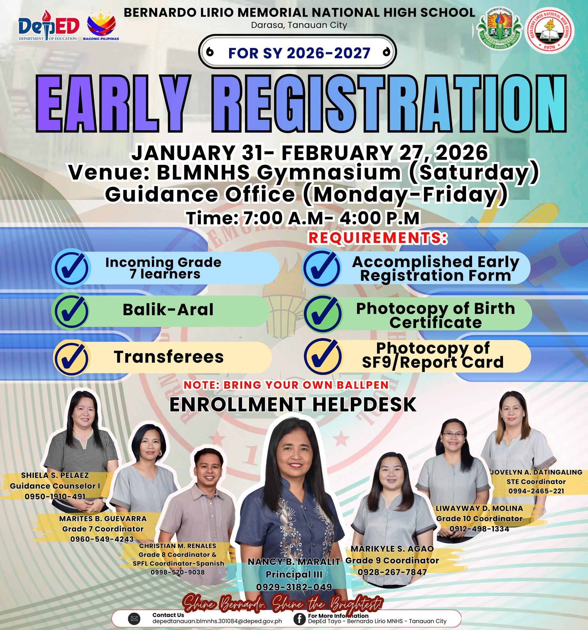 DepEd - EARLY REGISTRATION FOR SCHOOL YEAR 2026–2027 (For Incoming ...