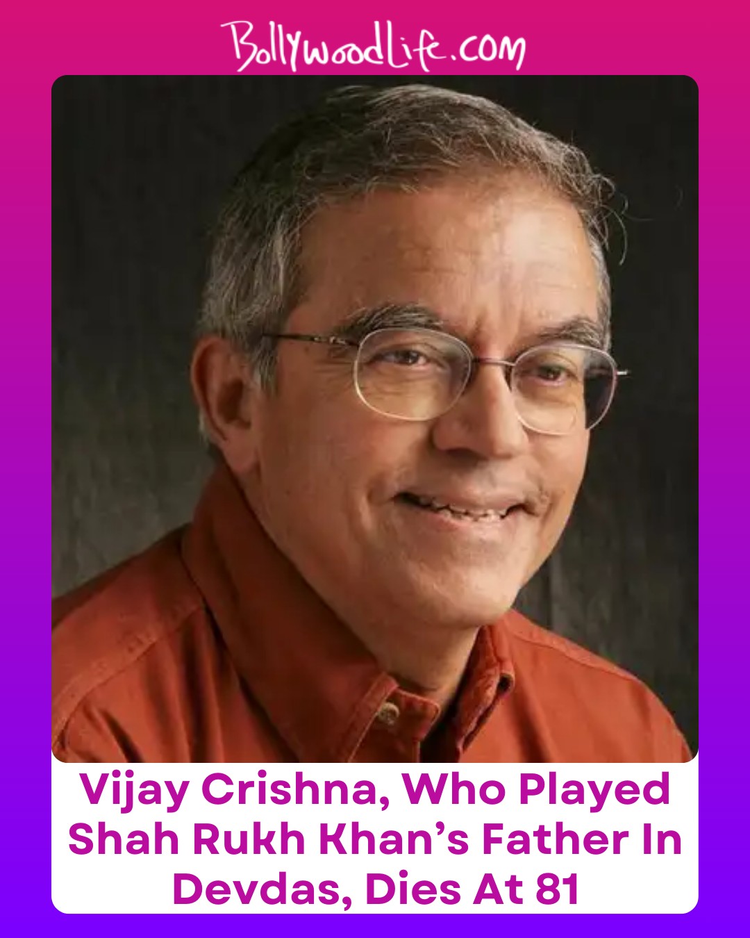 Veteran actor Vijay Crishna, known for... - BollywoodLife.Com | Facebook