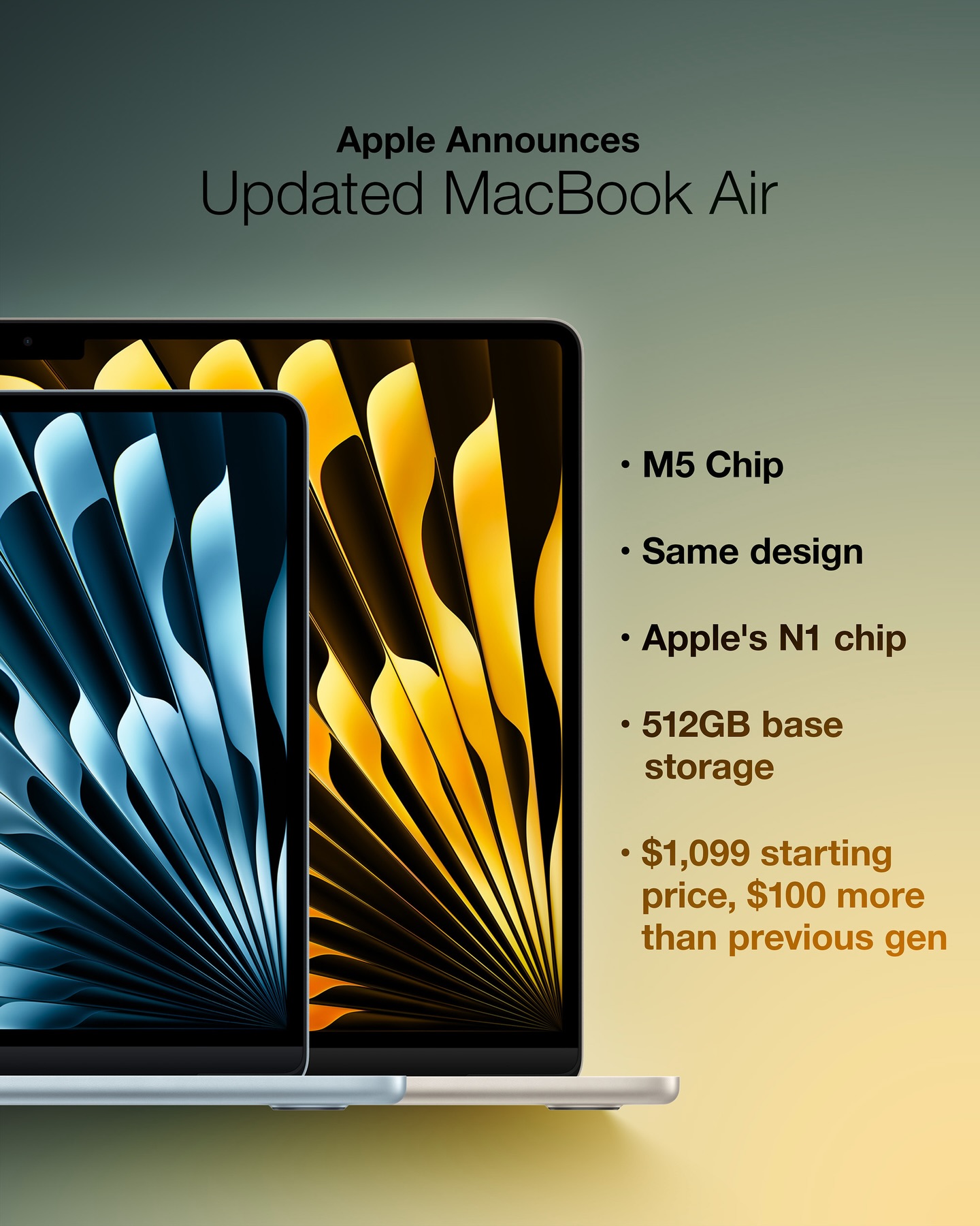 M5 MacBook Air starts at $1,099 with 512GB storage