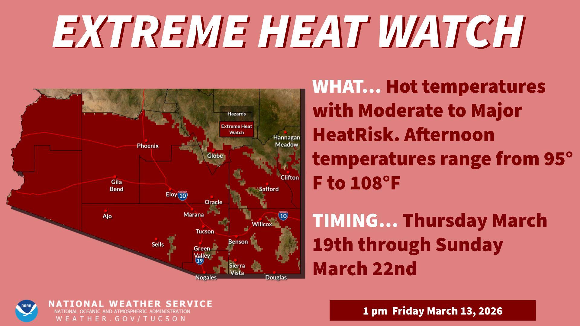 Extreme heat warning issued for southeast Arizona