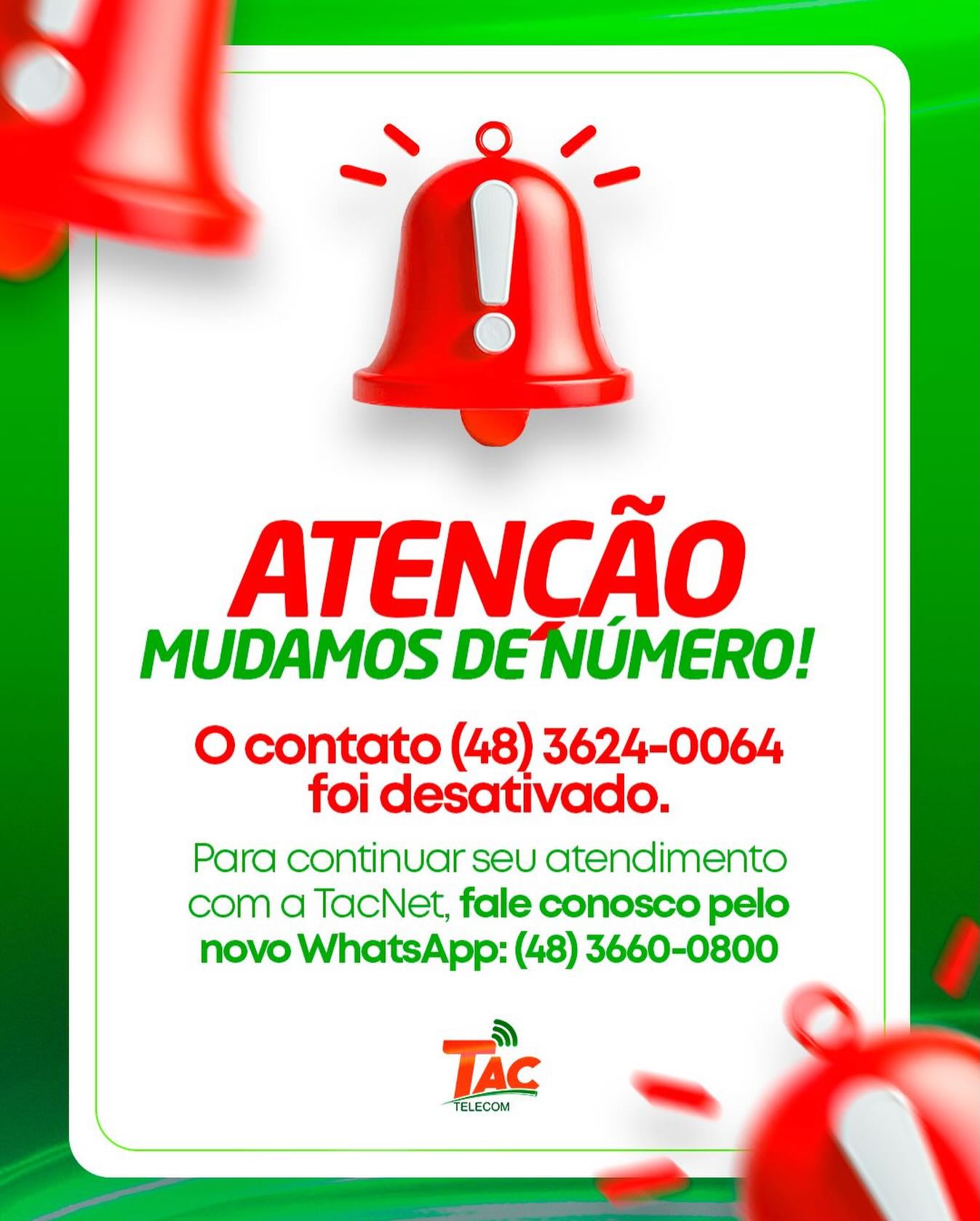 Tac Telecom - ⚠️ Atenção! Mudamos de número. O contato... | Facebook