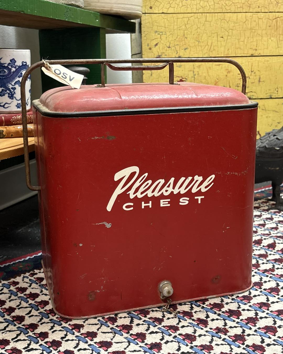 Vintage metal Pleasure Chest cooler for sale