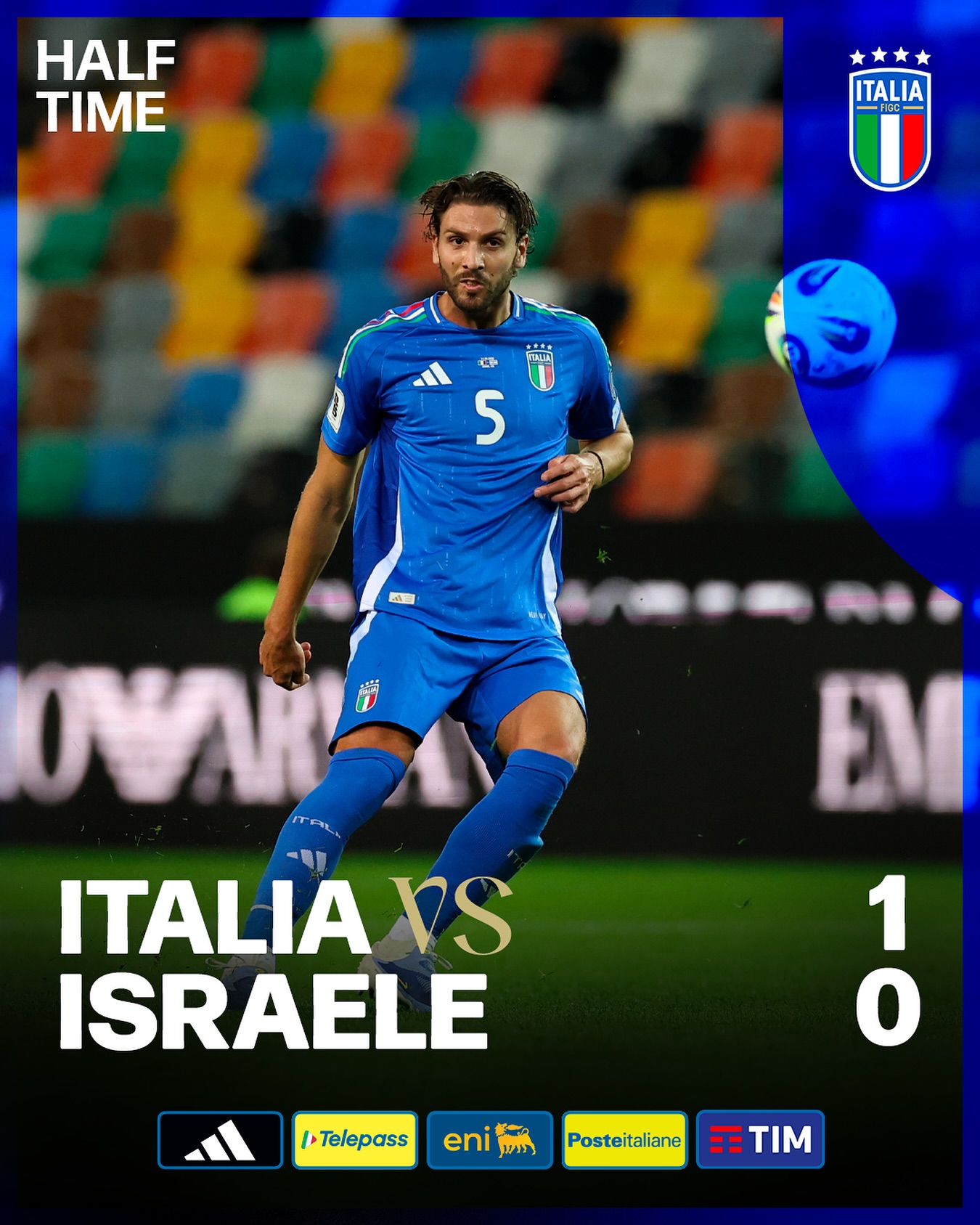 Nazionale - ⏱️ 𝐅𝐈𝐍𝐄 𝐏𝐑𝐈𝐌𝐎 𝐓𝐄𝐌𝐏𝐎 🇮🇹🇮🇱 #ItaliaIsraele 1️⃣-0️⃣ 45’+2 rig ...