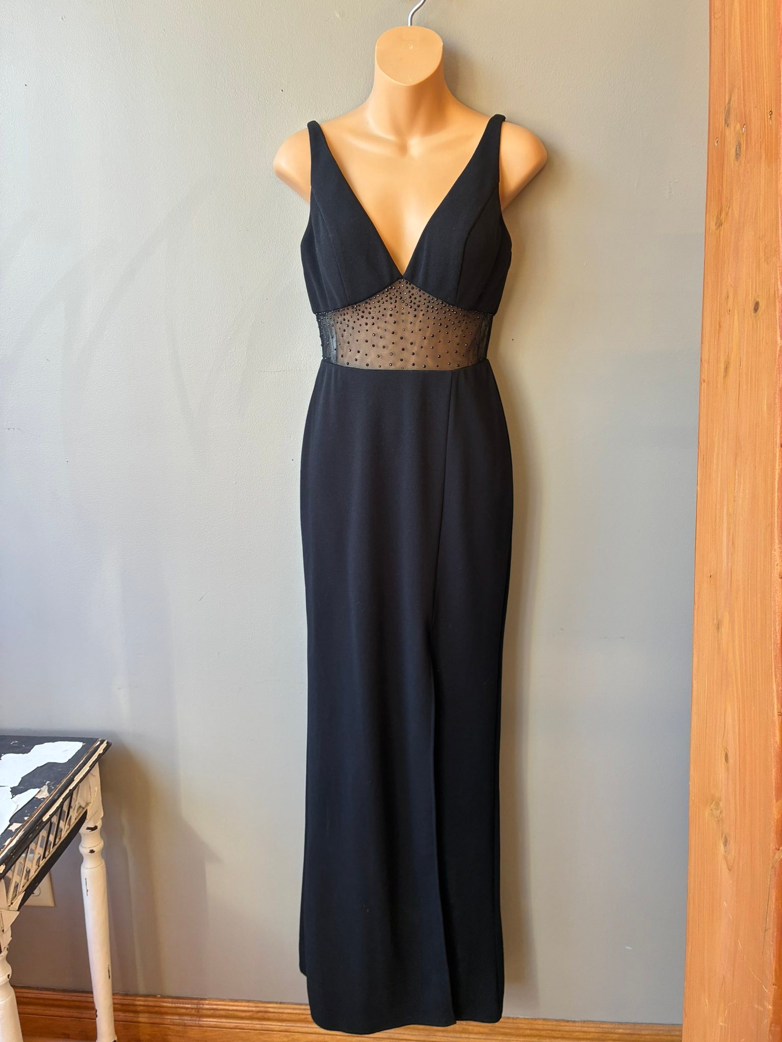 jules and cleo homecoming dresses & Formal/Prom Dress. Sheer, beaded bodice front slit. Size 4 $80. Now at Rush Boutique! boys leather boots