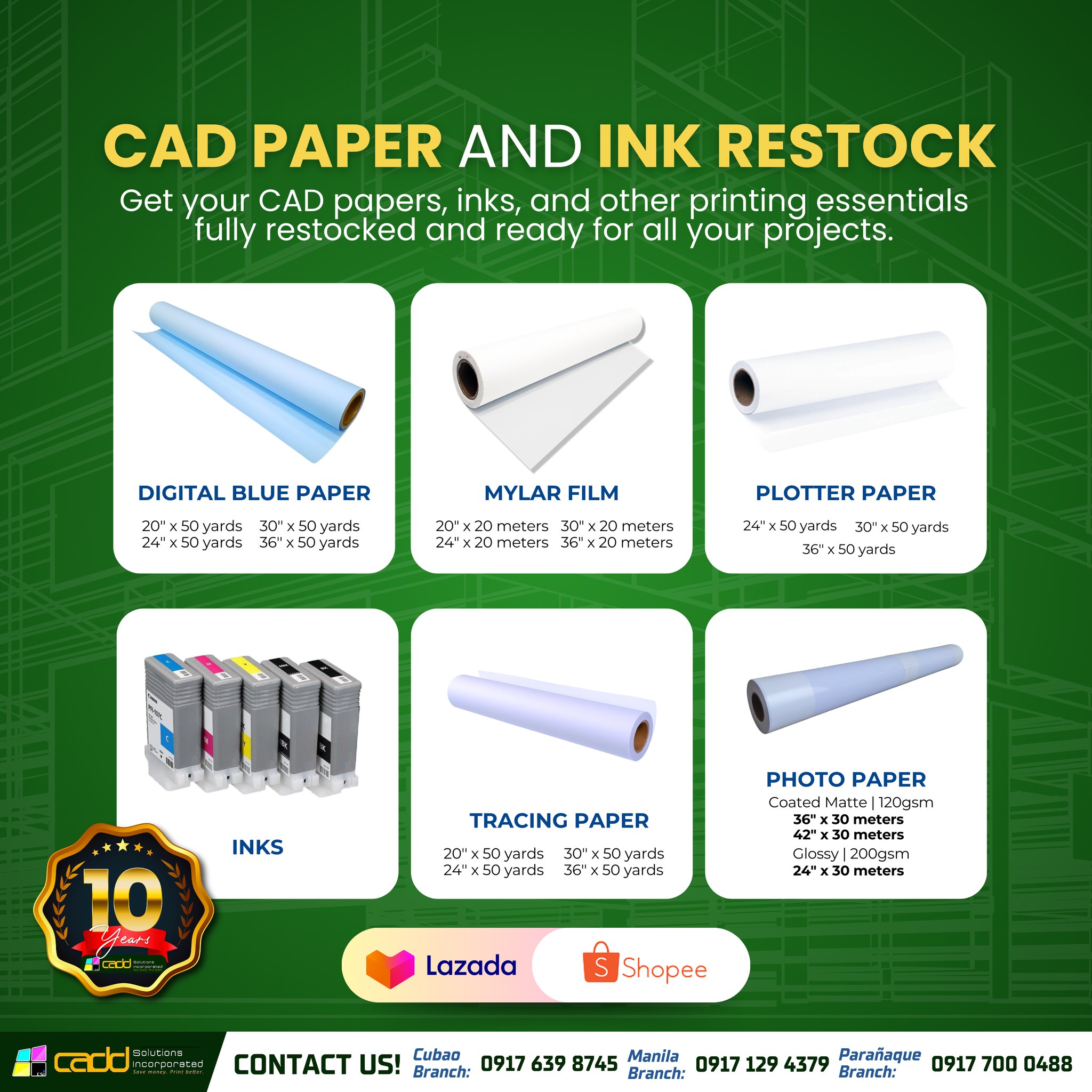 Caddsolutions - Restocked and ready! CAD paper and inks now available ...