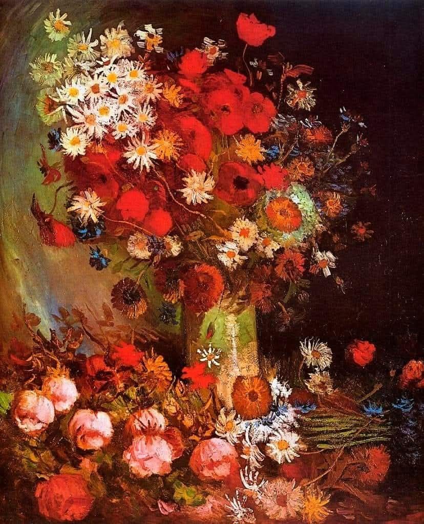 Vincent Van Gogh Vase with Red Poppies, Cornflowers and Daisies