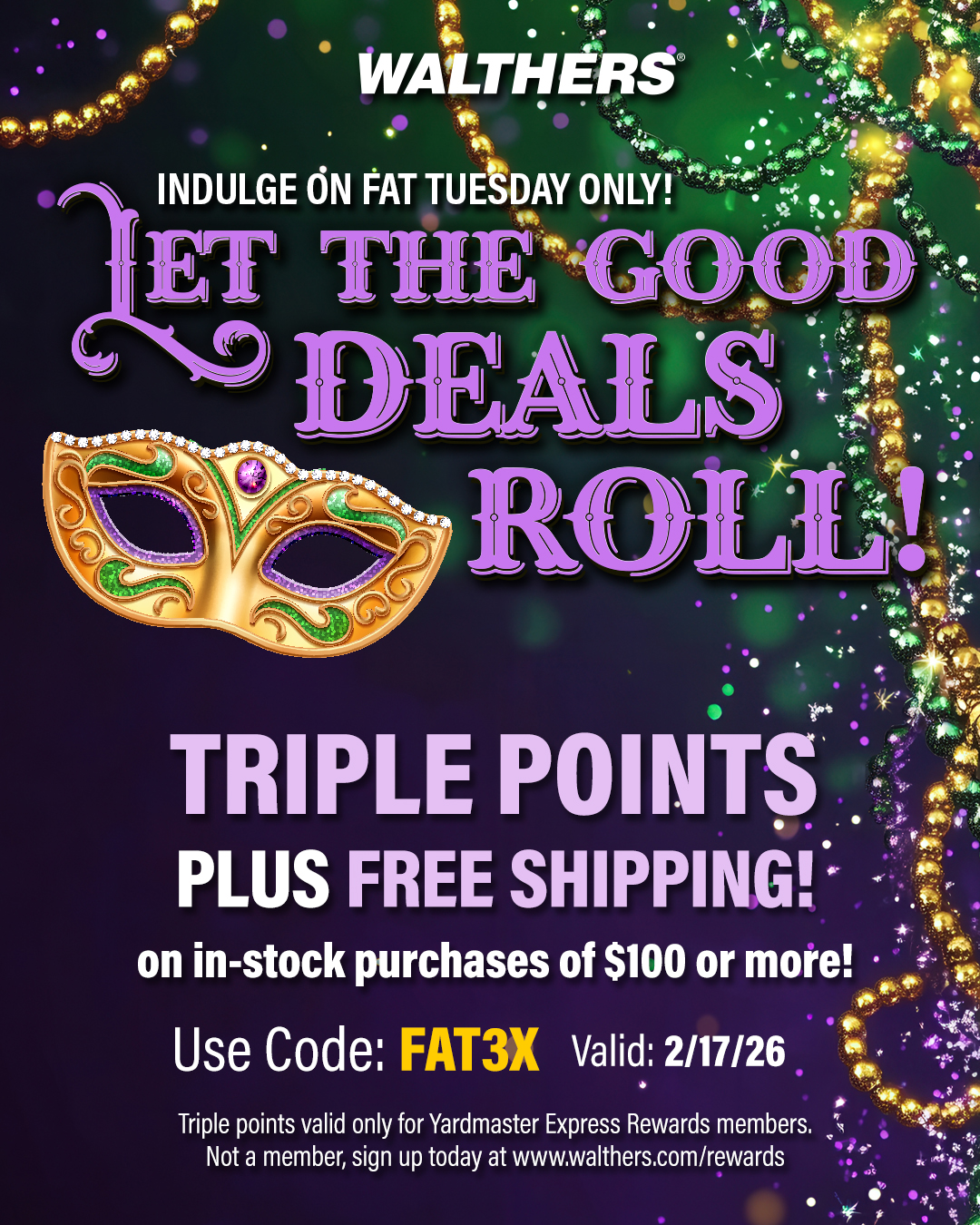 Walthers - 💜💛💚 Fat Tuesday Bonus Is Here! 💜💛💚 Today only, 2/17 ...