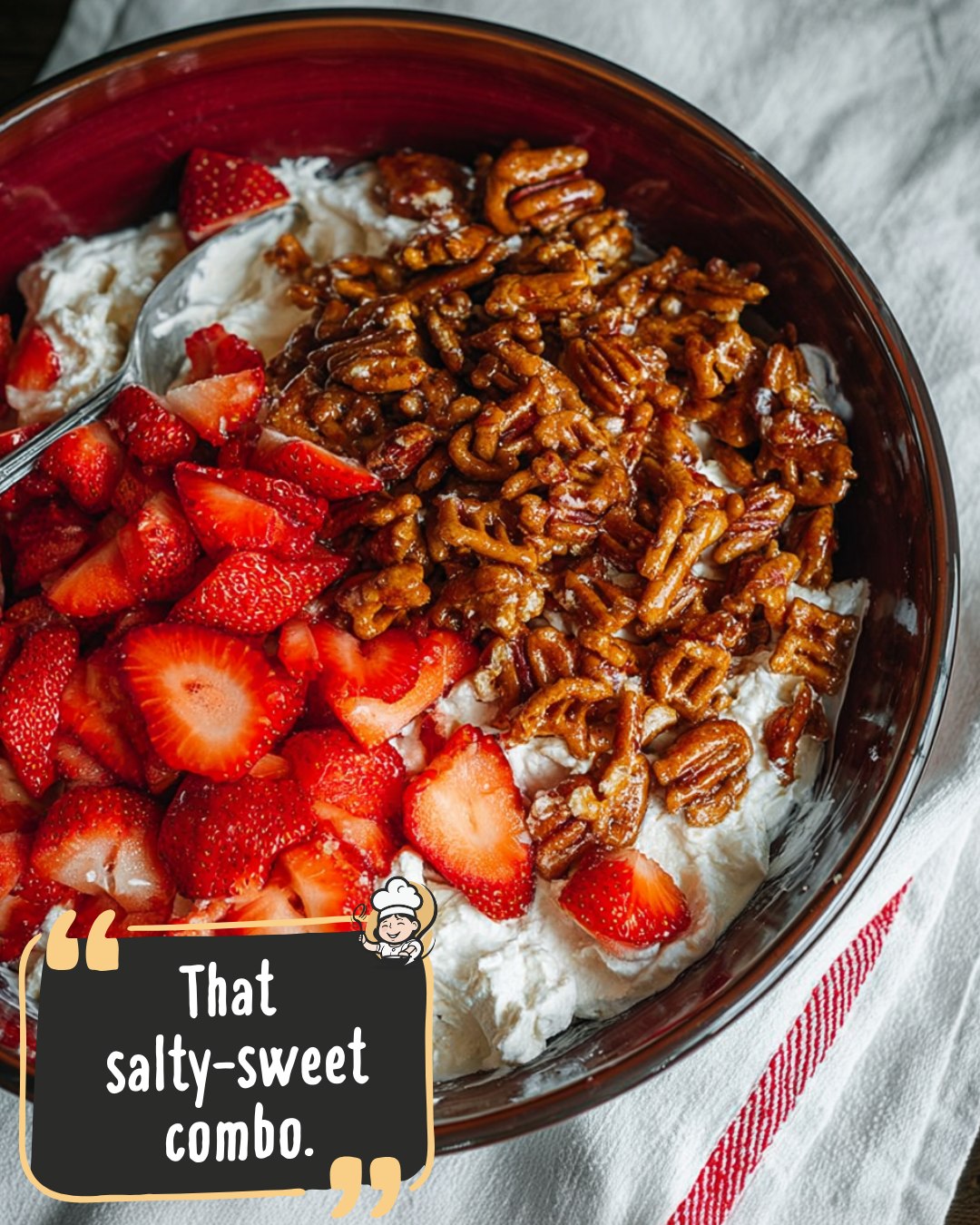 Easy - 🍓 STRAWBERRY CRACKLE SALAD Bake the crunch. Whip the cream layer ...