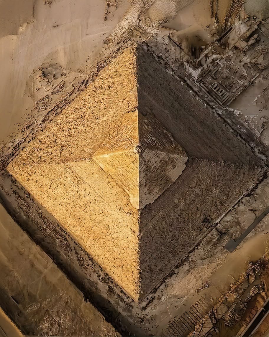 This stunning aerial view highlights the grandeur of the Pyramid