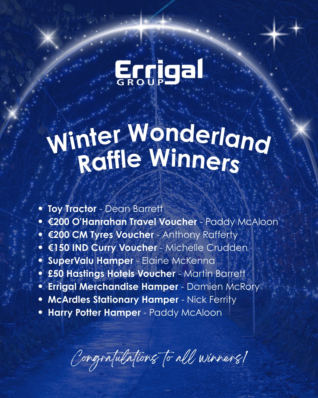 Errigal - 🎉 Winter Wonderland Raffle Winners 🎉 A huge congratulations ...