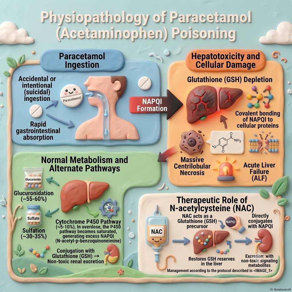 What substance depletion causes hepatic necrosis from acetaminophen overdose ?