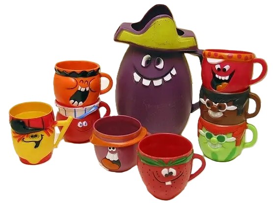 Pillsbury Funny face pitcher and cup set. 1970s.
