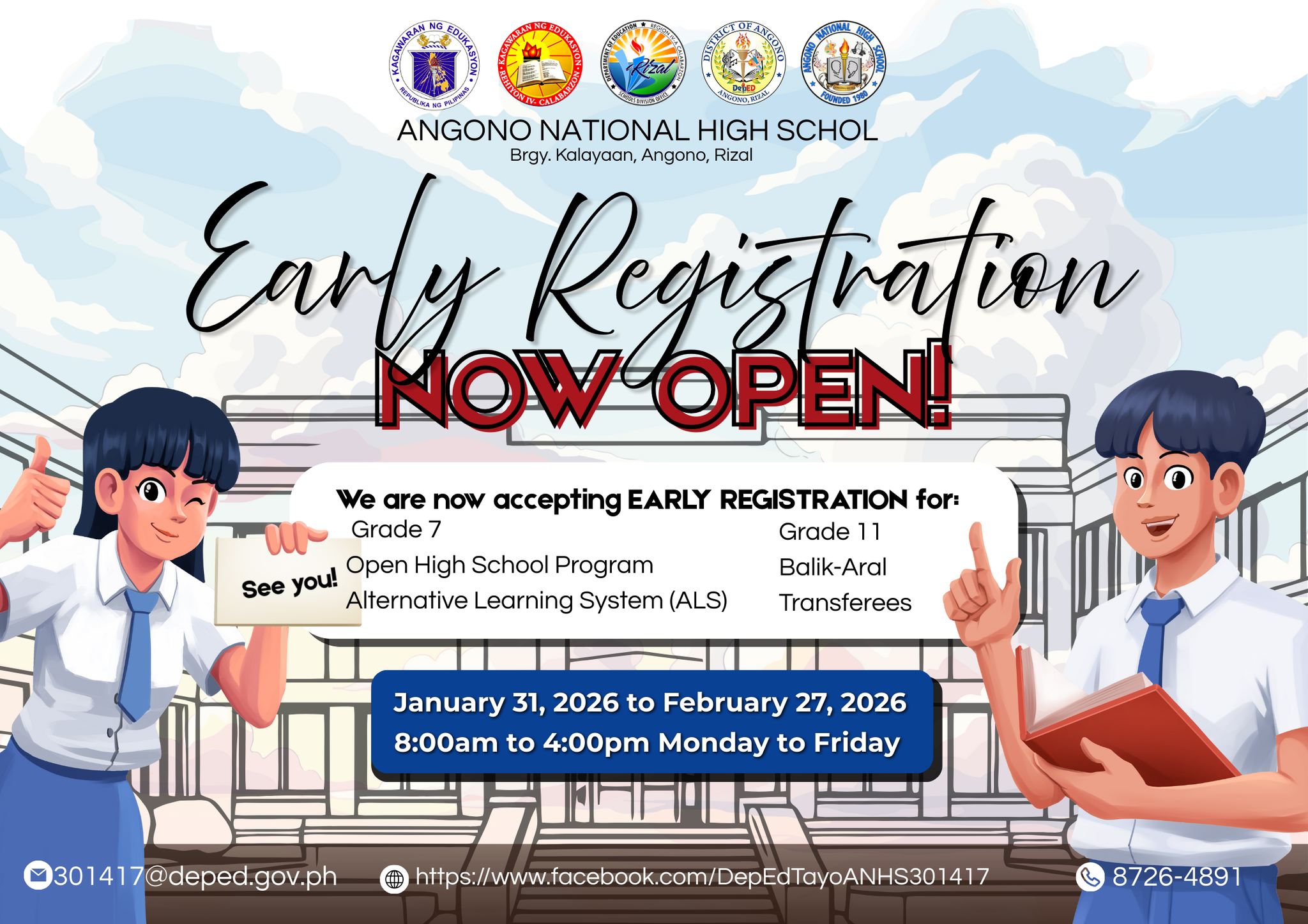 DepEd - 📣EARLY REGISTRATION IS NOW OPEN! 📣 Calling all incoming Grade 7 ...