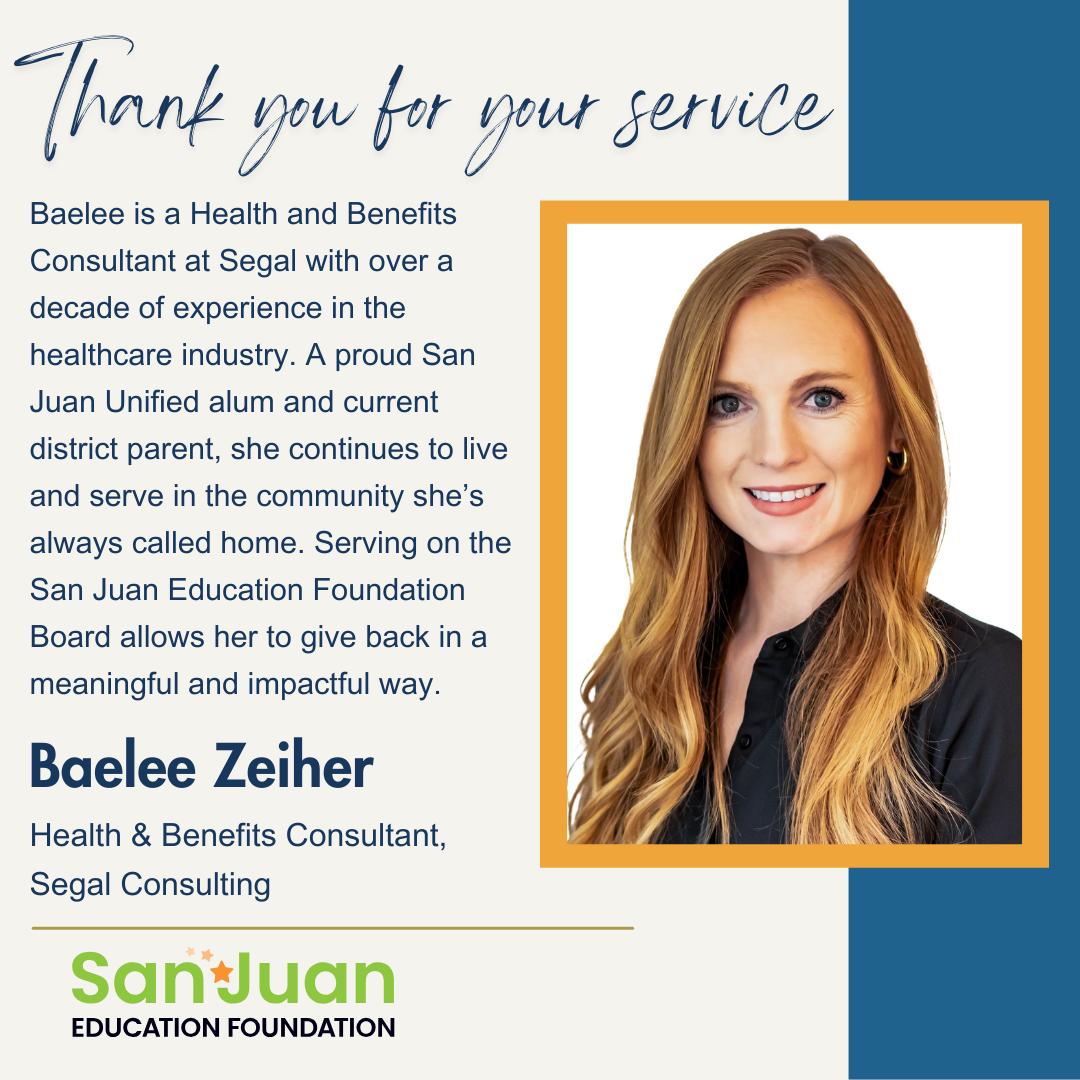 San - Thank you, Baelee Zeiher, for your heartfelt commitment to the ...