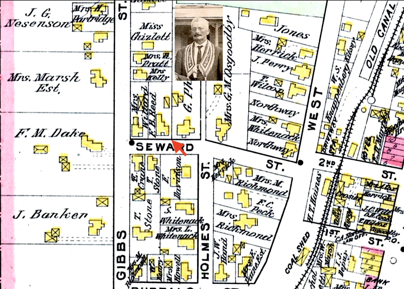 Nunda - This section of the 1902 Village map shows the location of the ...