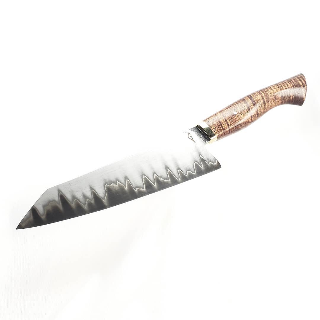 Sold, 7.5 inch 52100 core San Mai K tip with brass bolster and