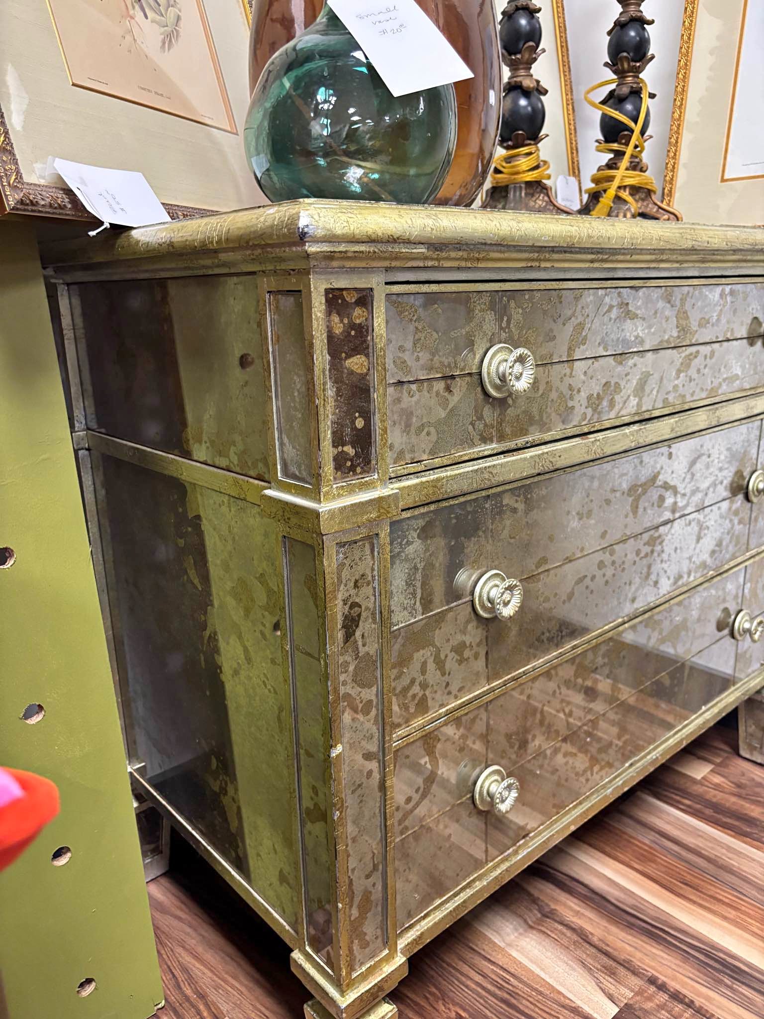 Gold Distressed Mirrored Dresser Chest - Dressers & Chests of Drawers ...