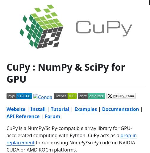 Md - Interesting, not just for the GPU-rich - /github.com/cupy/cupy ...