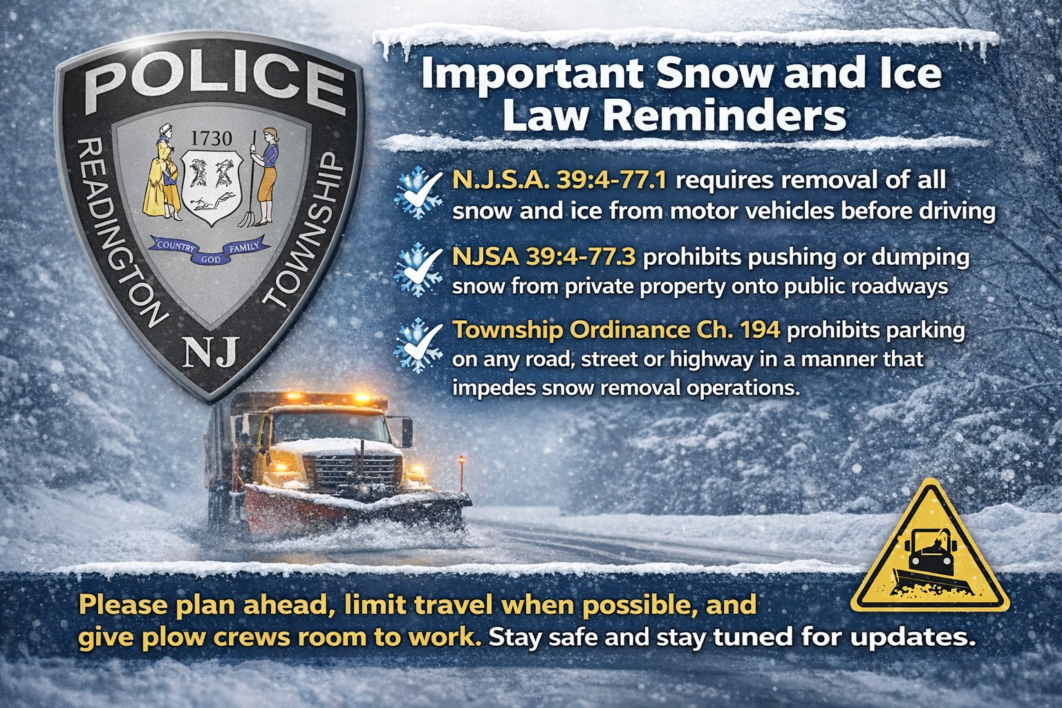 Readington - ️ Snowstorm Expected This Weekend – Important Safety ...