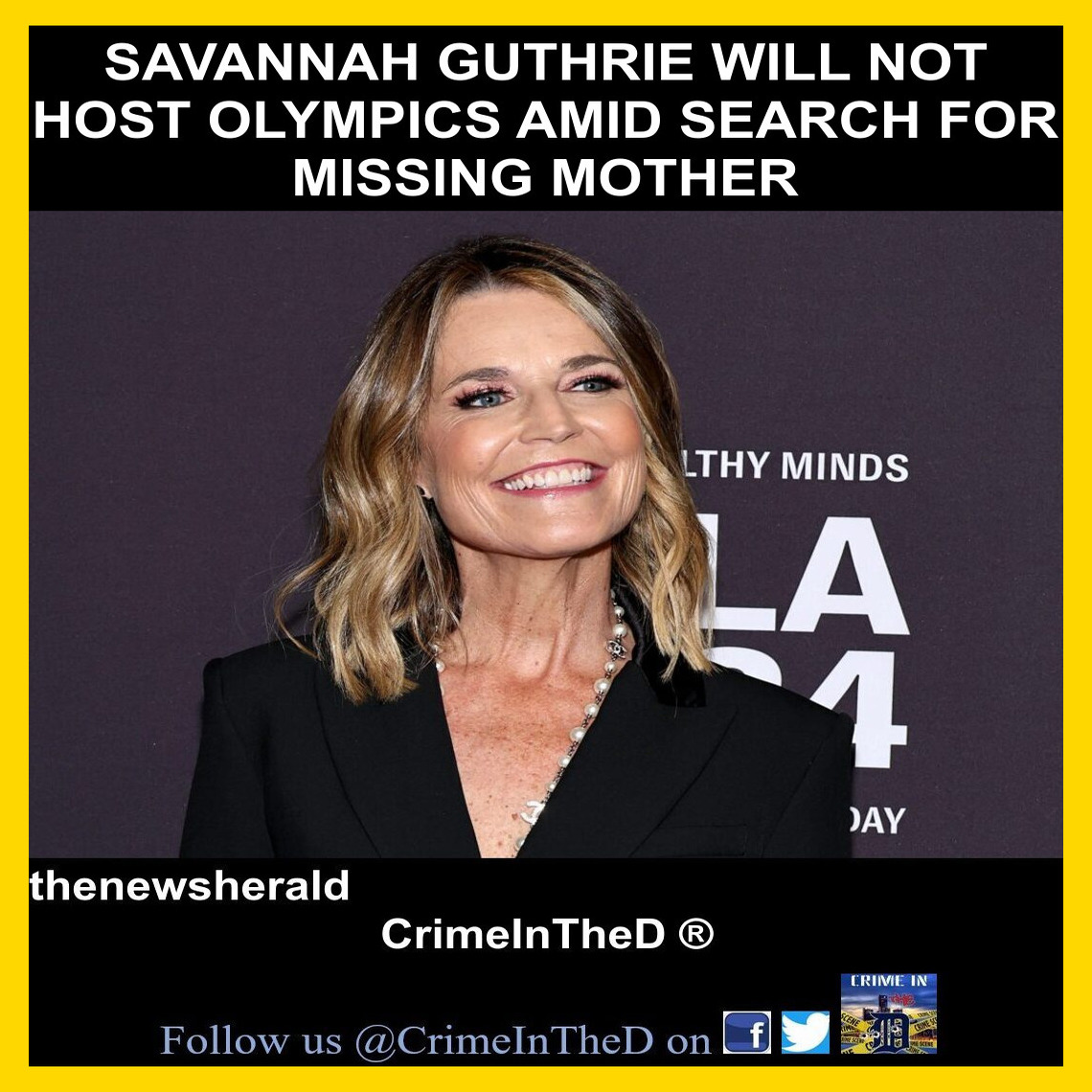 CrimeInTheD - Savannah Guthrie will not host the 2026... | Facebook