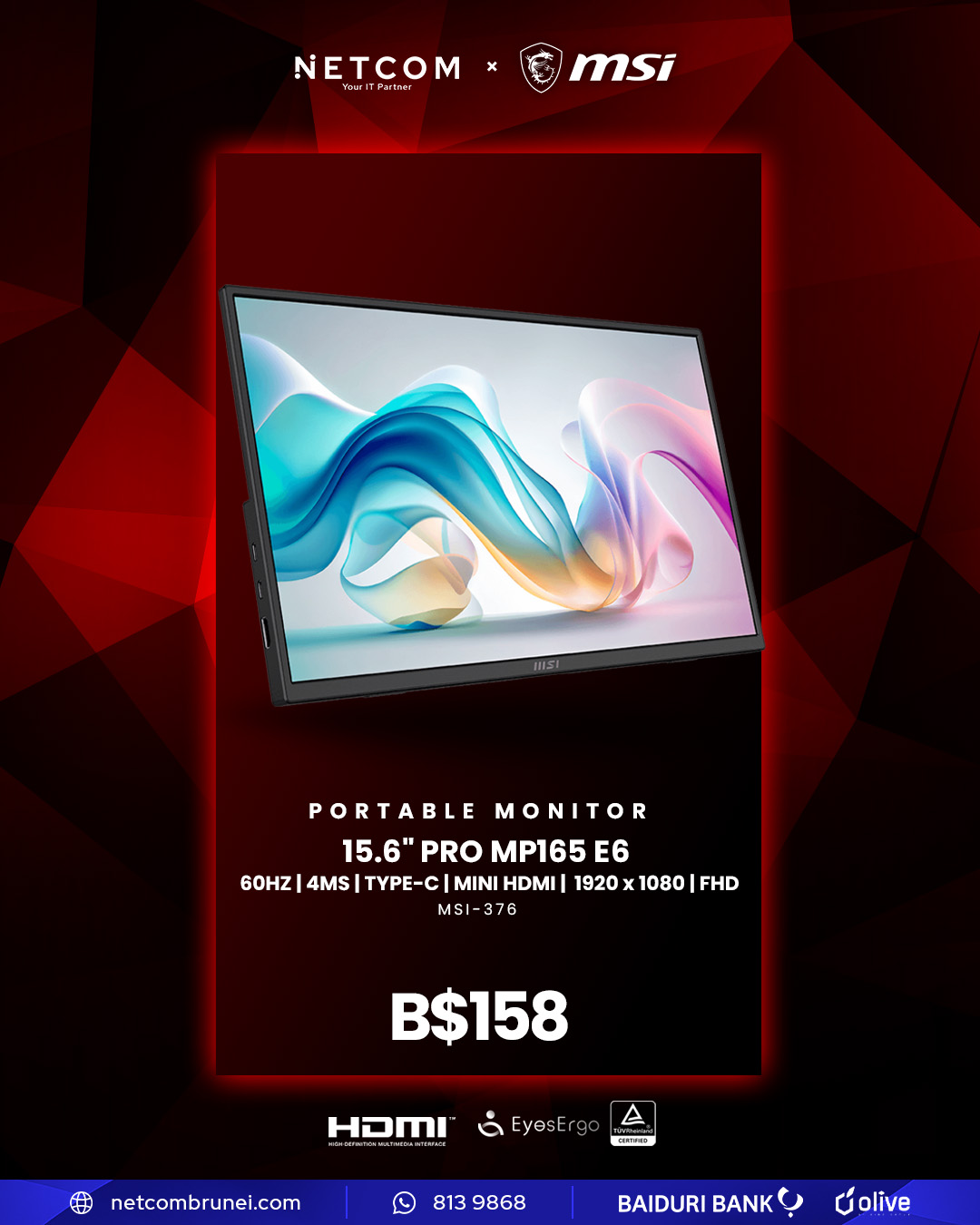 Netcom - Take your productivity on the go with the MSI PRO MP165 E6 ...