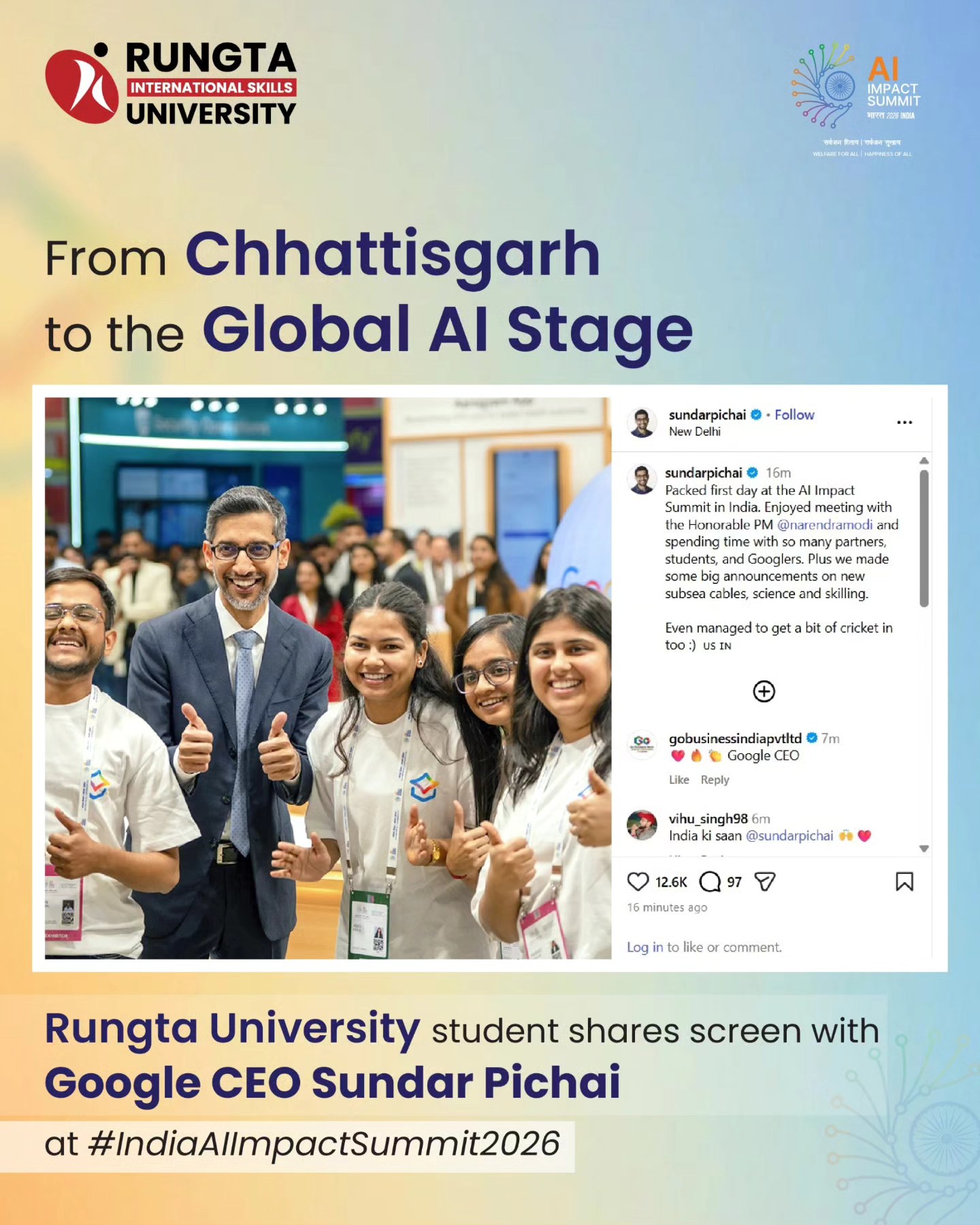 🌍 A Proud Moment at India AI Impact... - Rungta University | Facebook
