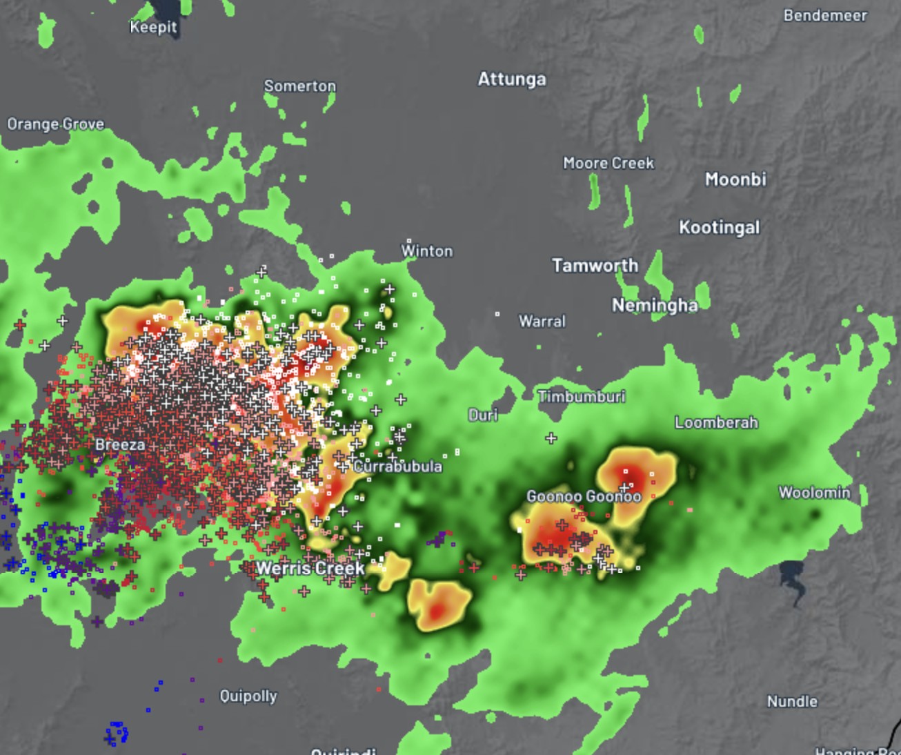 Higgins - 7:50pm Tamworth Storm Alert: A decent storm is located West ...