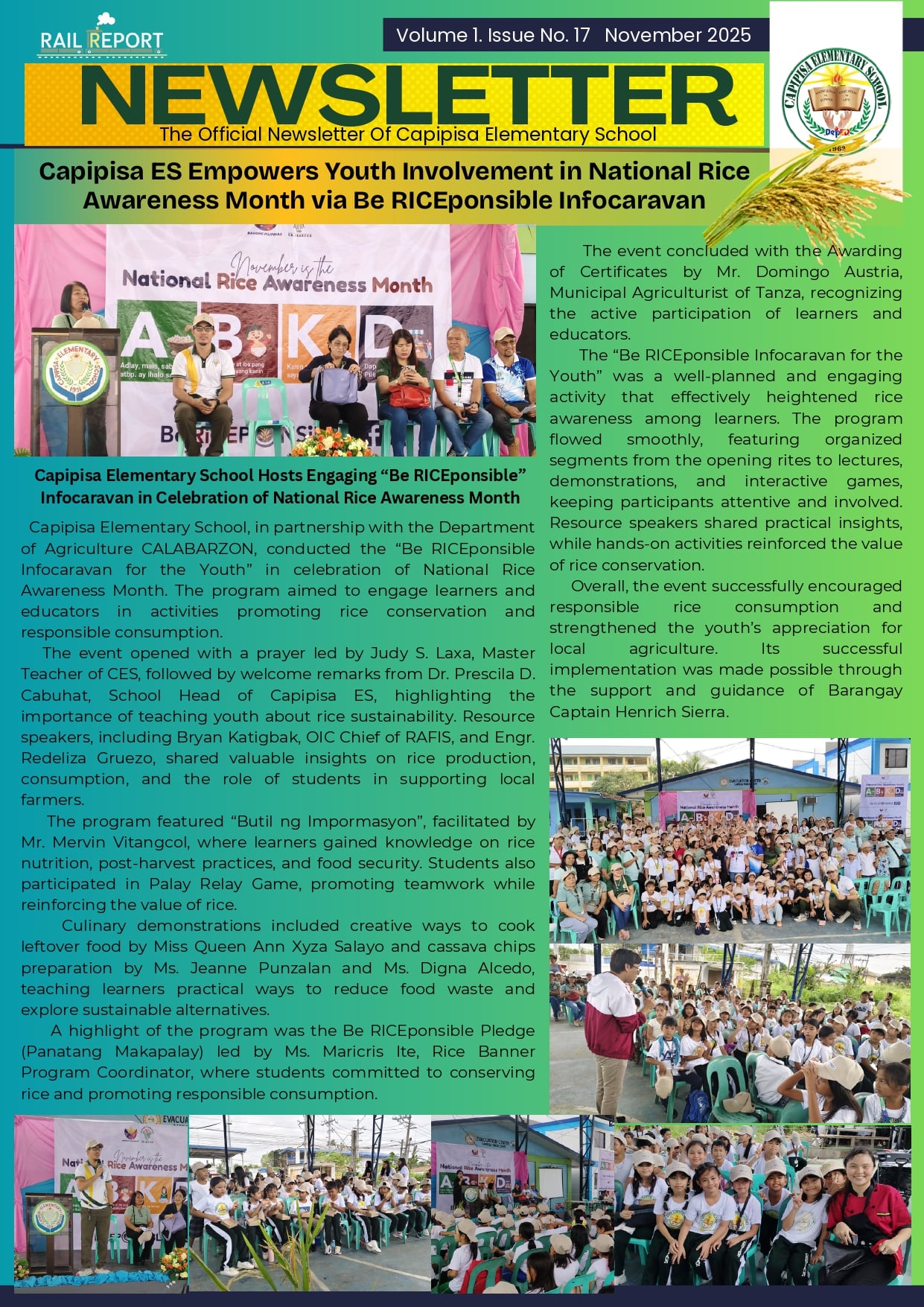 DepEd - “Be RICEponsible, Capipisa! Learning the value of rice ...