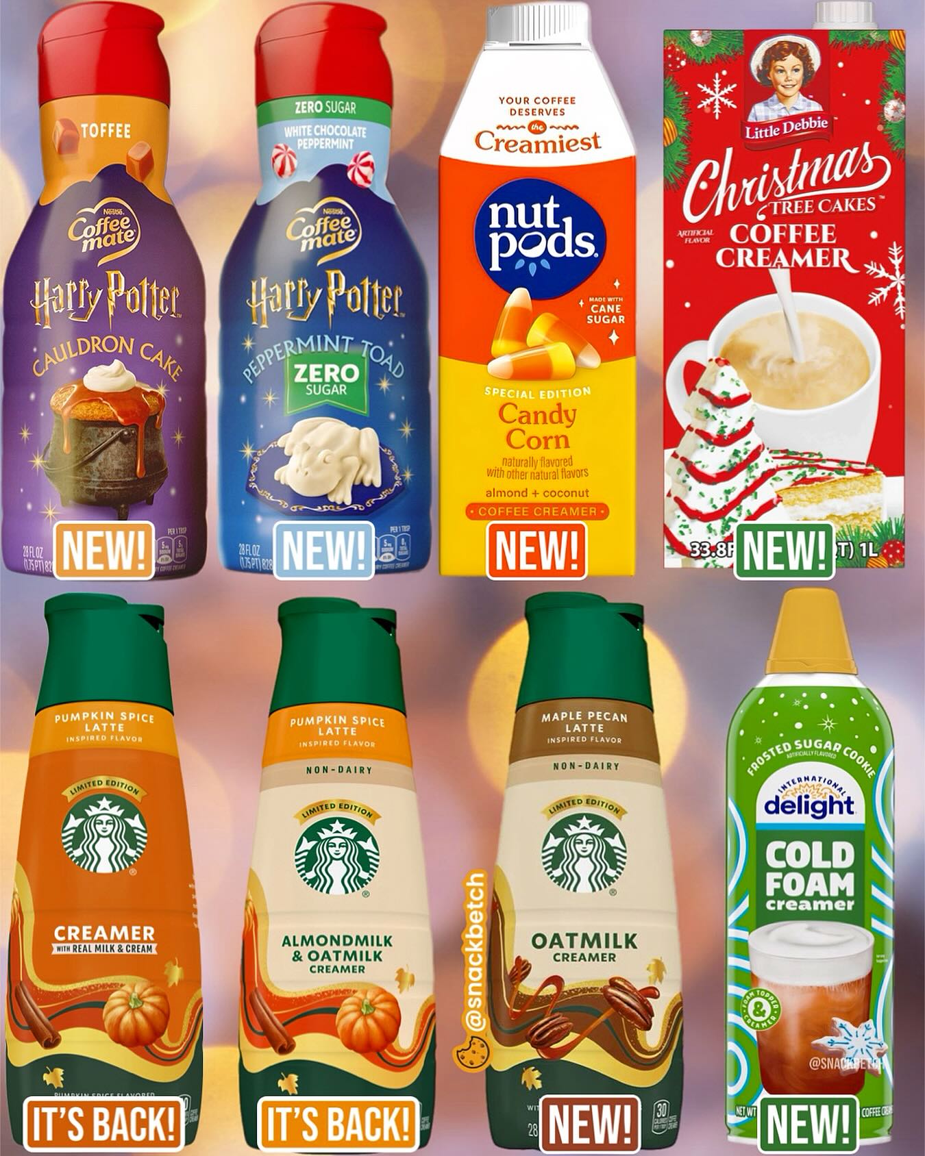 New and returning fall seasonal creamers and cold foam! These are