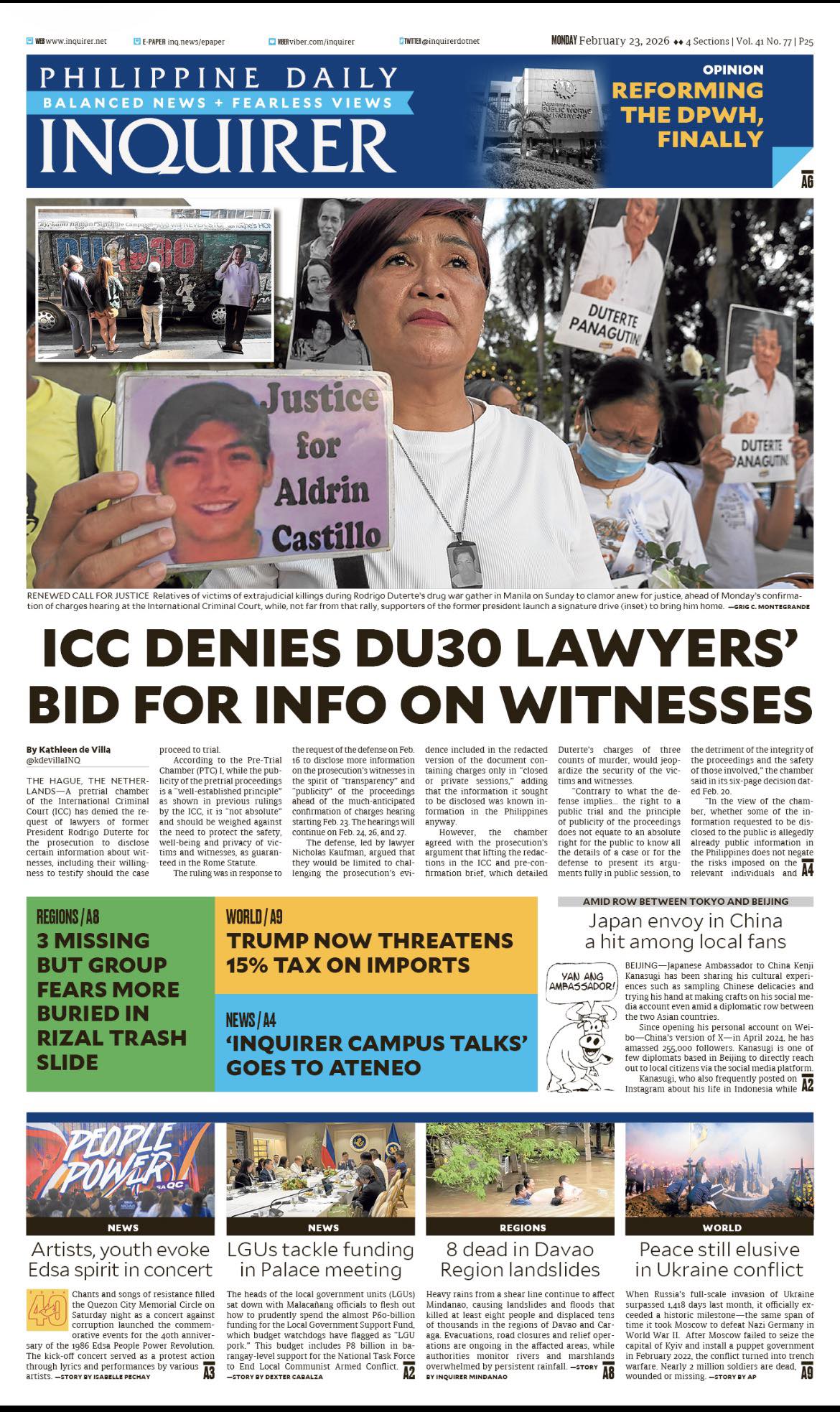 INQUIRER.net - Today's Inquirer front page (February 23,... | Facebook