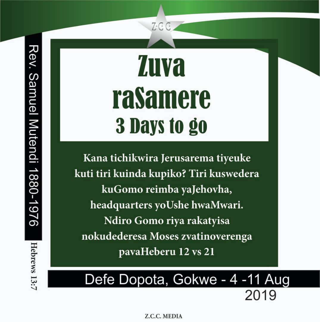 ZCC Mbungo - #Defe2019 4-10 August , Defe Dopota , Gokwe... | Facebook