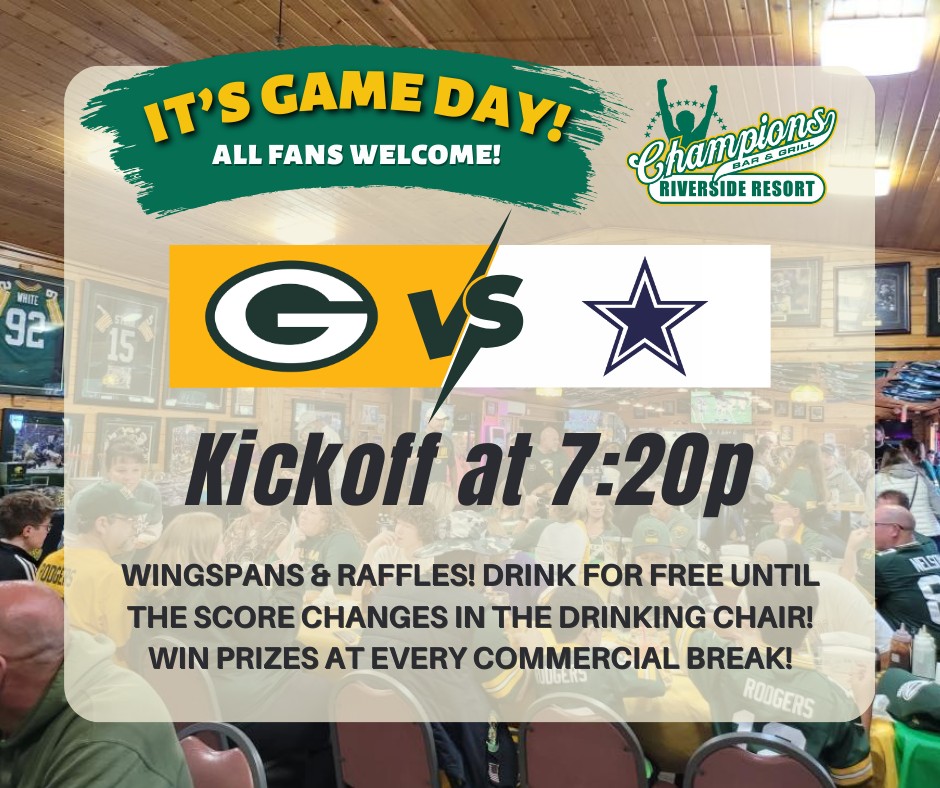 Hey hey! It's GAME DAY! 💚💛🏈... - Champions Riverside Resort | Facebook