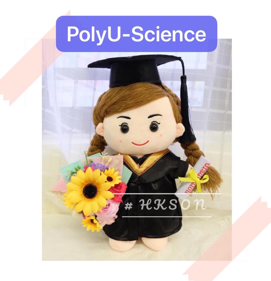 HKSON 畢業校服制服公仔 - #理工大學 #polyu #hkpolyu #讀Science 畢業服有4樣配件： 帽+袍+領帶+證書 #男 ...