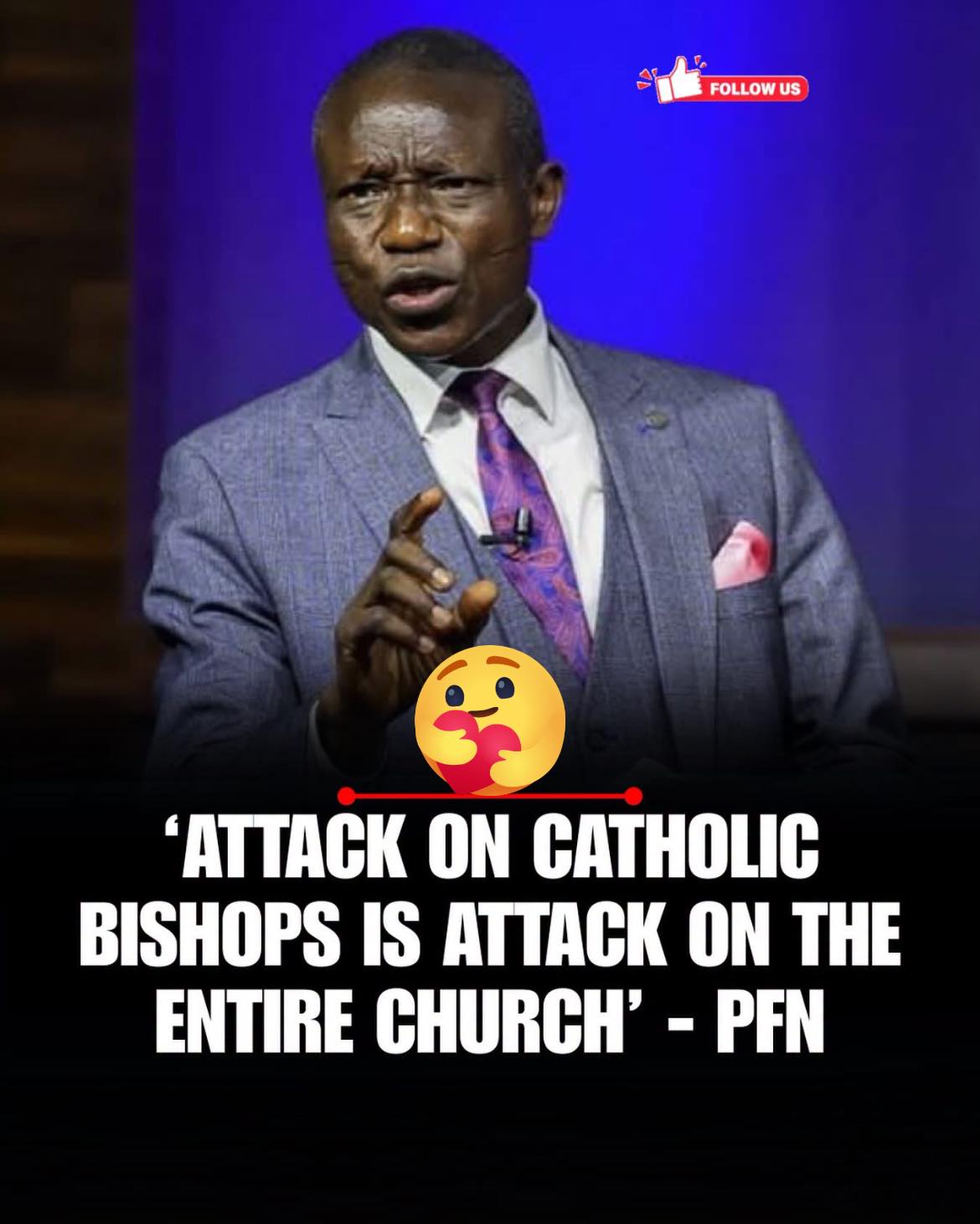 Nigerian Catholic and Pentecostal leaders standing together in interfaith solidarity, condemning attacks on worshippers and u