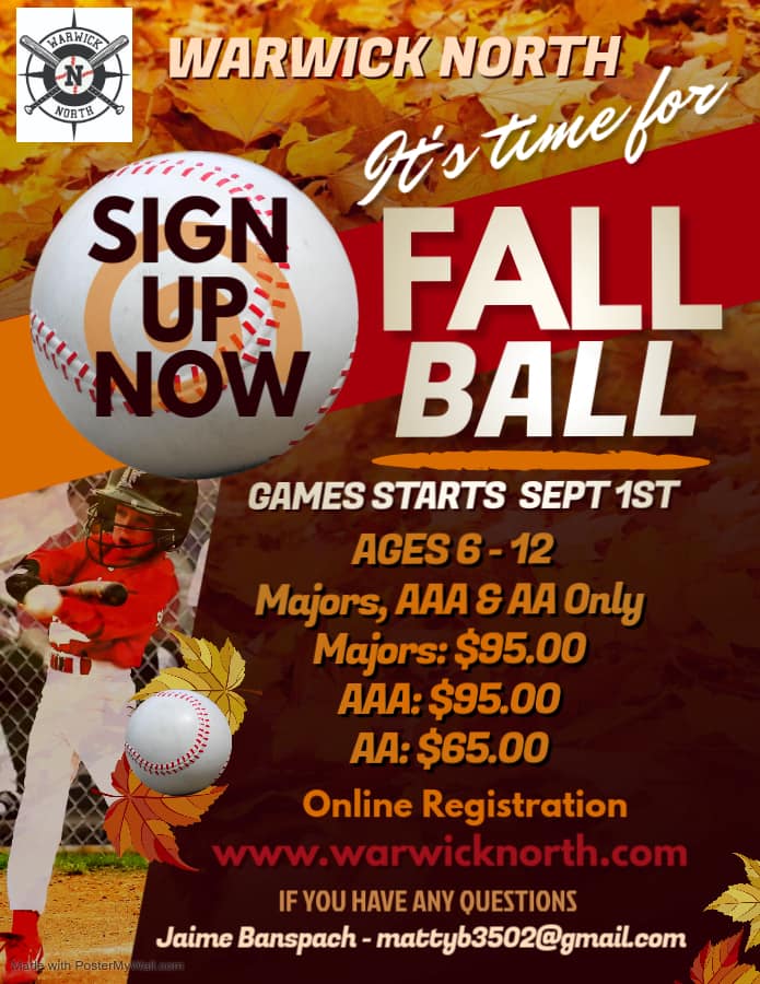 Warwick - ⚾️ Fall Baseball Registration is Now Open! Warwick North ...