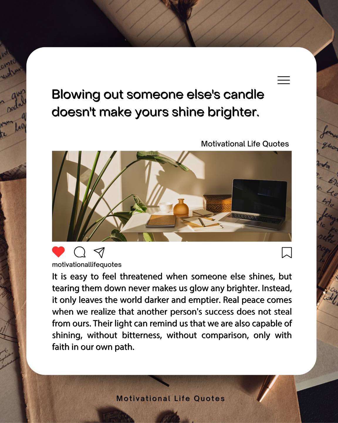 Motivational - When we choose to support rather than compete unfairly ...