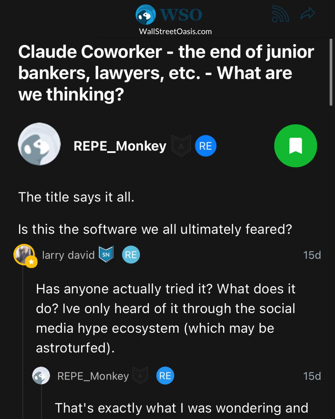 🤖 Been hearing a lot of chatter lately... - Wall Street Oasis | Facebook