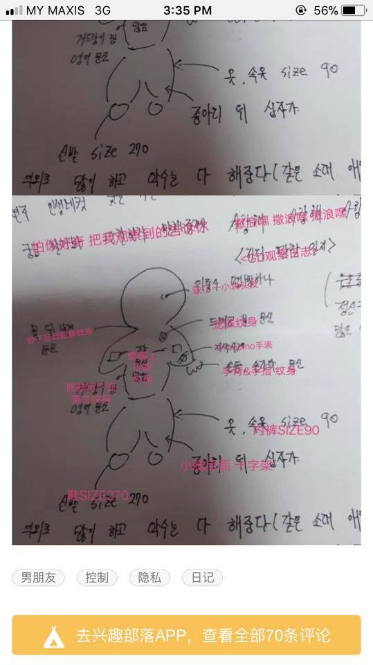 Bigbang Is Vip 原po男朋友发回来的信后面画着gd观察日记 Facebook